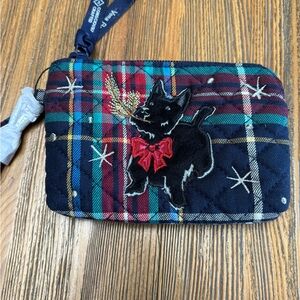 Vera Bradley Plaid Wristlet with Black Dog Design